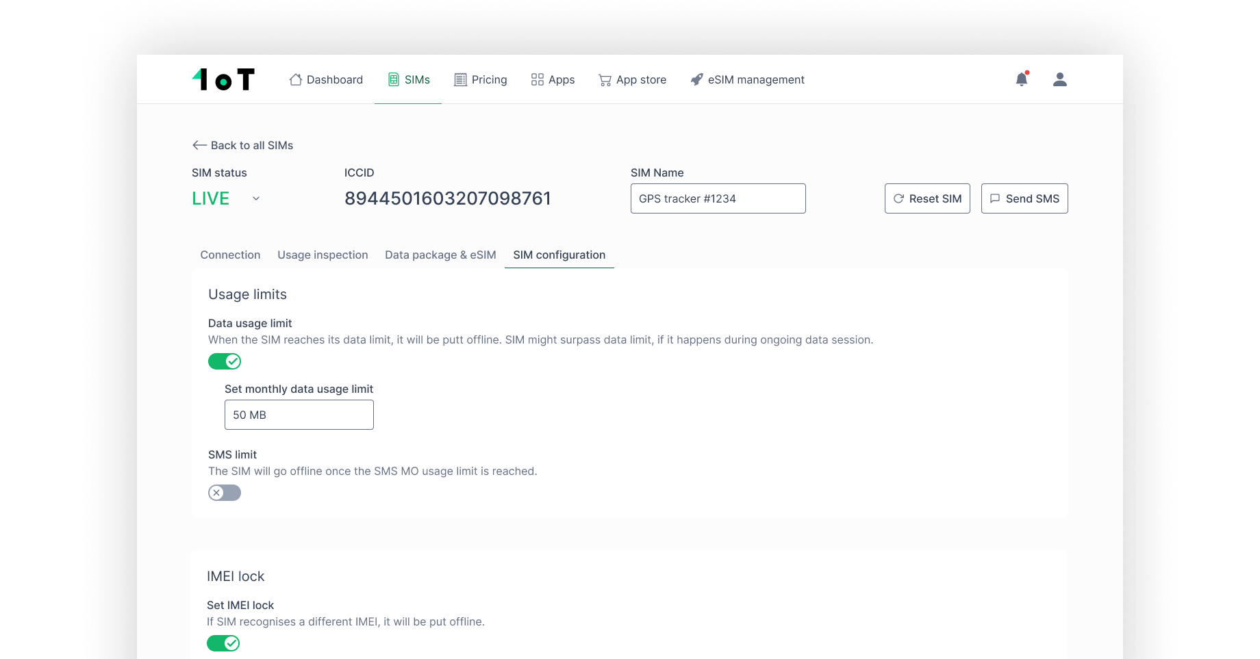 Configure SIM settings