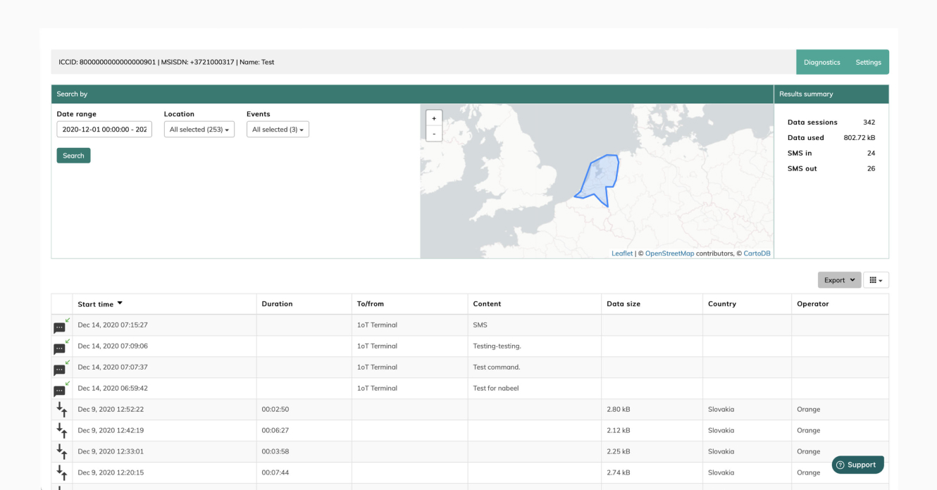 SIM detail view before 2020